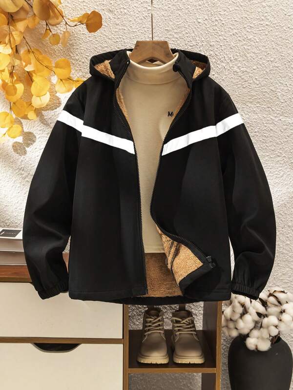 Tween Boy Autumn High Collar Reflective Strap Jacket