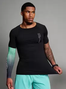 Manfinity Sport Polished Boyfriend Style Men's Crew Neck Short Sleeve Letter Print Simple Sporty Top Back To School