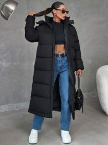 EURMUSE Plus Size Women's Warm Plus Size 2in1 Waterproof Hooded Long Winter Coat - Black - View 7