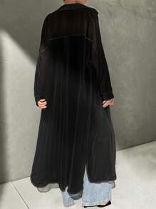 Firerie 女款白色雪纺防晒长袖开衫宽松轻薄中长款夏季 - 黑色 - 查看 6