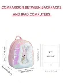 1pc Kids Backpack, Cute Cartoon Rabbit Zipper Closure, Small Girls' Daypack Suitable For Kindergarten Outings And Daily Use - Baby Pink - View 2