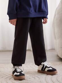 Cozy Pixies 2pcs Baby Boy's Elastic Waist Solid Color Knitted Soft Jogger Pants Set