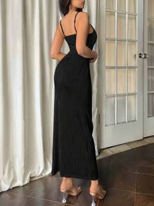 Firerie Women Apricot Backless Sleeveless Dress - Black - View 3