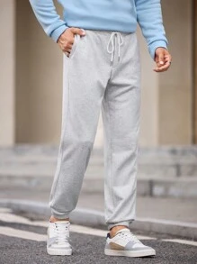 Manfinity VCAY Pantalón de chándal recto de ajuste casual con cordón para hombres, adecuado para otoño e invierno