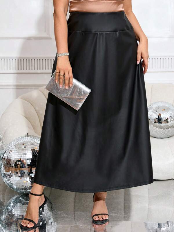 SHEIN Clasi Falda de unicolor informal y versátil para tallas grandes