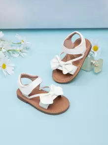 Sandalias blancas con decoración de lazo para niñas bebés y niñas pequeñas