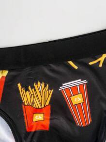 Manfinity Calzoncillos sencillos de hombre con estampado de patatas fritas a la francesa