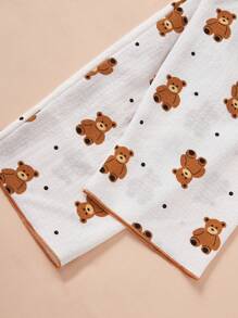 2 件套少女校园风格熊印花睡衣套装，长袖上衣和长裤，家居服 - 白色 - 查看 7