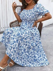 EMERY ROSE Women Plus Size Printed Floral Dress, Women Summer Outfit