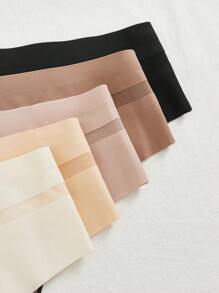 5 件/包 女士纯色性感丁字裤 带 V 形网眼细节 - 彩色 - 查看 3