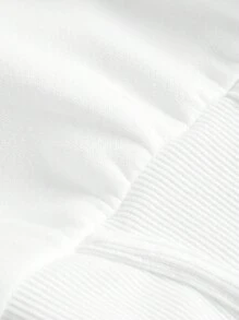 SHEIN MOD Große Größen Weiß Kapuzen Weitgurt Taille formende Reißverschluss Fischgräten Sweatshirt - Weiss - Übersicht 4