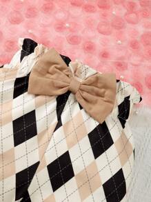 Vintaside Kids 3pcs Baby Girls' Cute Heart & Leopard Print Long Sleeve Bodysuit, Ruffled Letter Tee And Pants Set, For Christmas - Khaki - View 6