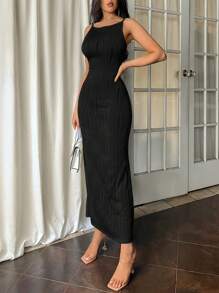 Firerie Women Apricot Backless Sleeveless Dress - Black - View 4