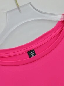 SHEIN LUNE Plus Size Women's Teddy Bear Print Top And Shorts Set - Hot Pink - View 6