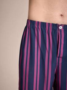 SHEIN EverLounge Pantalones cortos sueltos con rayas para hombre, ropa de estar en casa