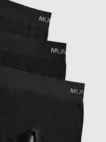 ROMWE 3pcs/Pack Women Simple Printed Briefs - Black - View 4