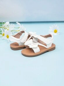 Sandalias blancas con decoración de lazo para niñas bebés y niñas pequeñas