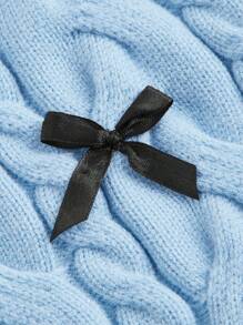 SHEIN MOD Women's Backless Vintage Floral Pattern Bowknot Knit Tank Top - Blue - View 3