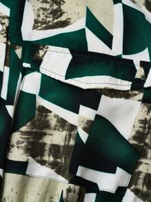 SHEIN Clasi 春秋大码休闲印花纽扣前开衬衫裙 - 彩色 - 查看 4