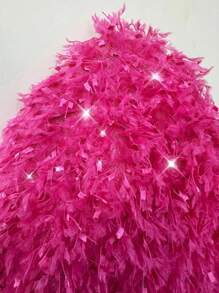 Chiquease 女士纯色简约休闲蓬松长袖连衣裙 - 玫紅色 - 查看 8