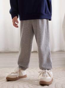 Cozy Pixies 2pcs Baby Boy's Elastic Waist Solid Color Knitted Soft Jogger Pants Set
