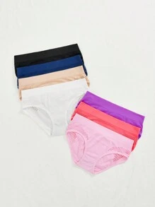 7pcs/Pack Women Seamless Solid Color Simple Daily Triangle Briefs - Multicolor - View 3