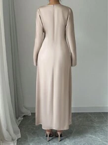 Elenzga Vestido de manga tipo murciélago de unicolor elegante para mujer en primavera y otoño