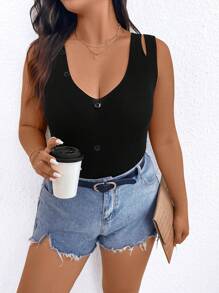 SHEIN LUNE 大码女式纯色简约无袖毛衣背心