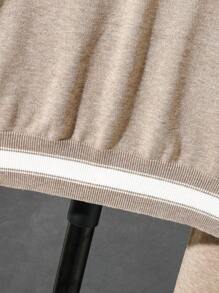 Soft Casual Simple Jacquard Contrast Color Long Sleeve Loose Comfortable Warm Knitted Base Sweater And Pants Set For Teen Boy, Autumn Winter