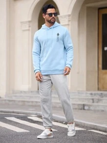 Manfinity VCAY Pantalón de chándal recto de ajuste casual con cordón para hombres, adecuado para otoño e invierno