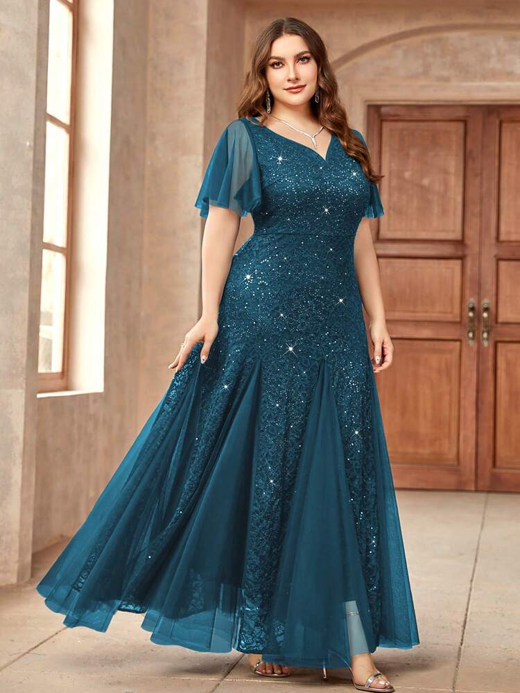 formal sack dress Plus Size Short Sleeve Metallic Midi Dress with Twist Knot Detail –  Ever-Pretty Plus