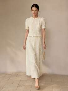 MOTF PREMIUM APPLIQUES PUFF SLEEVE TOP & CAMI TOP - Apricot - View 4