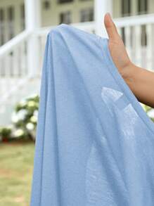 EMERY ROSE 女士纯色简约休闲轻便开衫 - 淺藍色 - 查看 6