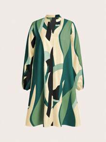 EMERY ROSE Random Cut-Out V-Neck Casual Long Sleeve Dress Fall Cloth For Women - Apricot - View 3