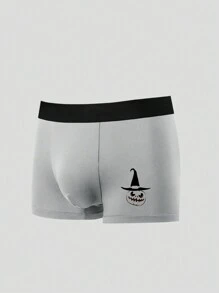 5pcs Men's Simple Pumpkin Pattern Boxer Briefs, Halloween Themed - Multicolor - View 5