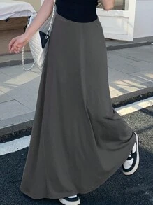 DAZY Women Gray Extra Long Relaxed A-Line Skirt Fall Skirts - Grey - View 5