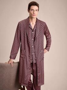 EverLounge Men Allover Print Belted Lounge Robe - Multicolor - View 4