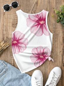 SHEIN LUNE Women's Casual All-Over Print Summer Tank Top