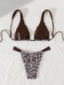 Swim SXY Set da bagno da donna in tessuto leopardato e con inserto - Multicolore - Visualizzare 7