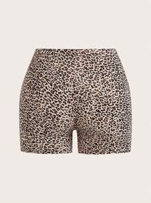 SHEIN EZwear 2 件套豹纹休闲弹力七分紧身裤/女士裤子，夏季豹纹短裤动物印花短裤猎豹印花短裤 2 件短裤套装女式女士短裤套装适合外出 - 彩色 - 查看 7