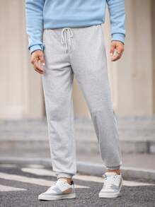 Manfinity VCAY Pantalón de chándal recto de ajuste casual con cordón para hombres, adecuado para otoño e invierno