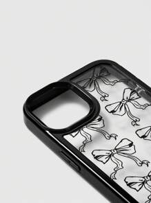 ROMWE Kawaii 1pc Black Bow Decor Pearl Bracelet, Black Bow Phone Case Compatible With IPhone 11 12 13 14 15 Pro Max