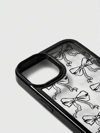 Kawaii 1 pieza Brazalete con perlas y decoración de lazo negro, Funda de teléfono con lazo negro compatible con iPhone 11 12 13 14 15 Pro Max