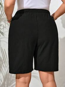 EMERY ROSE Pantalones cortos bermudas negros de verano para mujer de talla grande - Negro - Ver 2