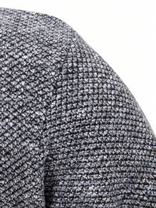 Manfinity Mode Blogger-Style Colorblock Ribbed Knit Sweater Jacket With Faux Fur Collar, Casual & Versatile, Autumn/Winter Fur, For Fall