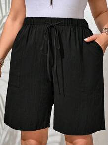 EMERY ROSE Pantalones cortos bermudas negros de verano para mujer de talla grande - Negro - Ver 4
