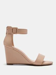 CUCCOO BIZCHIC Apricot Color Ankle Strap Classic Wedge Sandals For Women, Suitable For Commute, Date, Party, Wedding, Holiday Spring Shoes Spring Break Easter