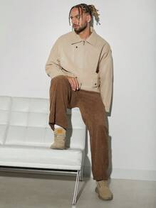 Hauture Drop Shoulder Zip PU Leather Jacket