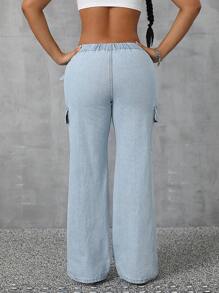 SHEIN SXY Women's Casual Daily Wear Pocket Design Denim Jeans