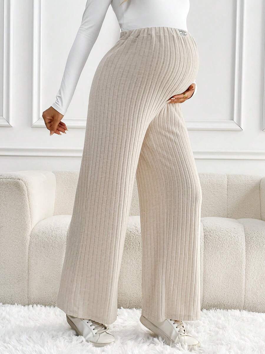 SHEIN Maternity Adjustable Waist Ribbed Loose Casual Pants for Sale